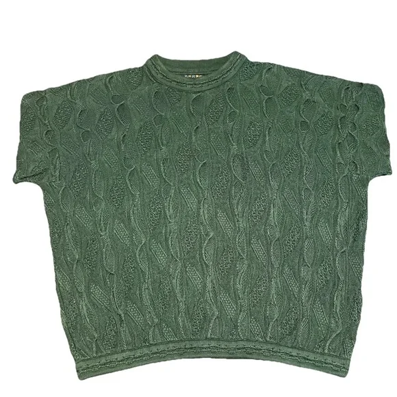 Rare Coogi Basics Authentic Mens Green Cotton Knit Sweater Size Large